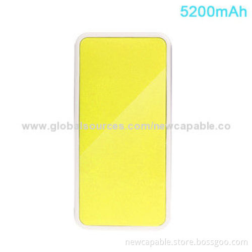 Colorful Designed Power Bank, 5,200mAh Capacity, 5V DC/0.8A Input